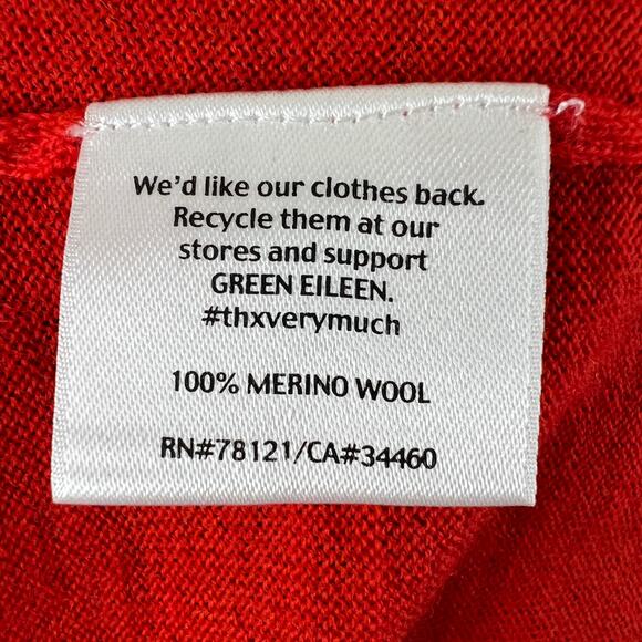EILEEN FISHER Red Merino Wool Crewneck Sweater Pullover Long Sleeves Size XS - Picture 8 of 10